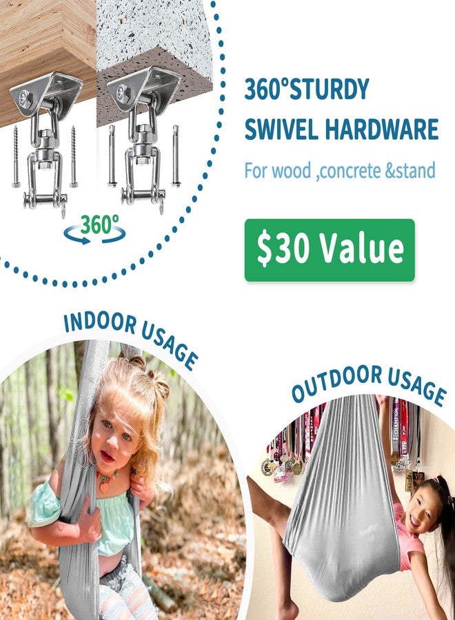 OUTREE Sensory Swing for Kids with 360° Swivel Hanger, Indoor Therapy Swing Great for Autism, ADHD, Sensory Processing Disorder, and Autistic Children (Gray) - Image 5